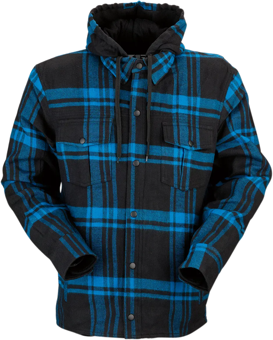 Z1R Timber Flannel Shirt – Casual Motorcycle-Inspired Layering Top, Black/Blue, Large 1