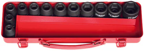 1/2 Sq. Dr. 18 Piece Impact 12-Point Socket Set  10-27Mm 1
