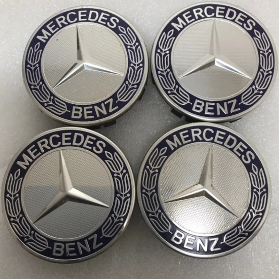 Set Of 4 Mercedes 75Mm Classic Dark Blue Wheel Center Hub Caps 6Edcc8de 1