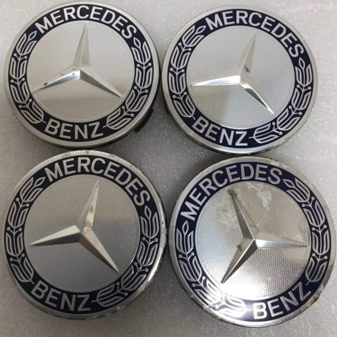 Set Of 4 Mercedes 75Mm Classic Dark Blue Wheel Center Hub Caps F7afcf2a 1