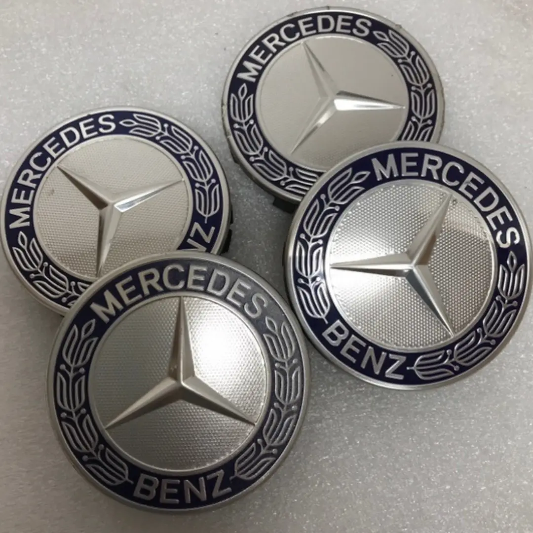 Set Of 4 Mercedes 75Mm Classic Dark Blue Wheel Center Hub Caps 6E6d7485 1