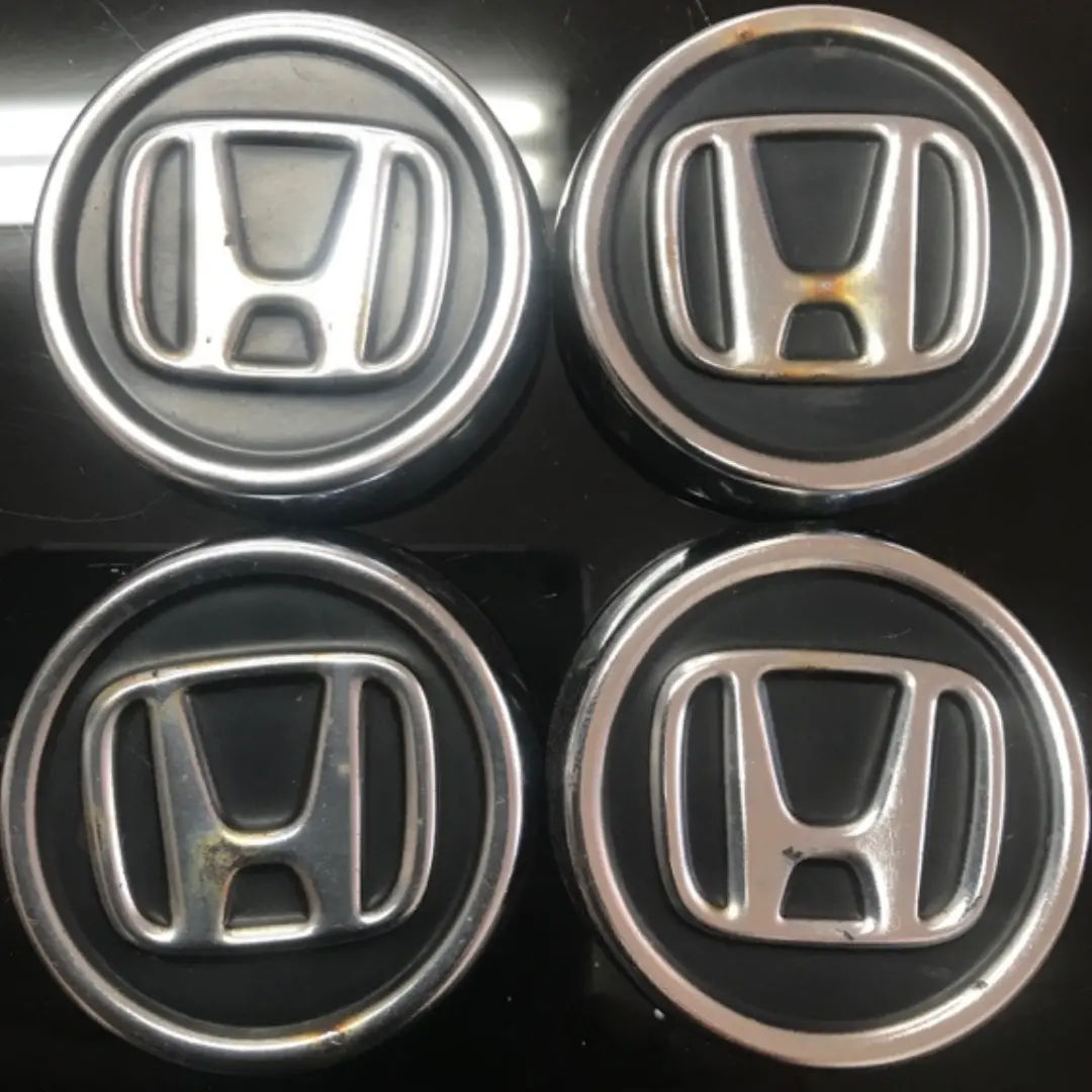 Set Of 4 Honda Black Wheel Rim Center Caps Chrome Logo 69Mm 1E8da684 1