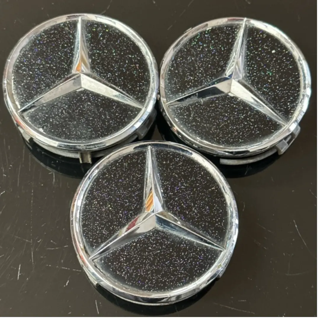 Set Of 3 Mercedes-Benz Black Wheel Center Cap 75Mm 2204000125 7303136E 1
