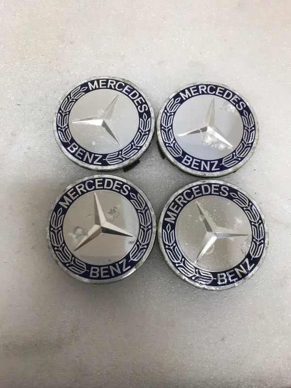 Set Of 4 Mercedes 75Mm Classic Dark Blue Wheel Center Hub Caps 0E69b2d7 1