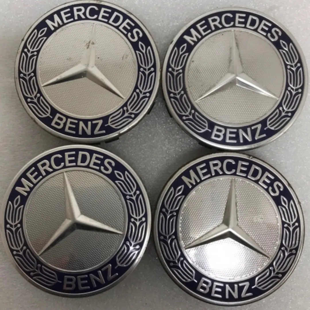 Set Of 4 Mercedes 75Mm Classic Dark Blue Wheel Center Hub Caps 49095588 1