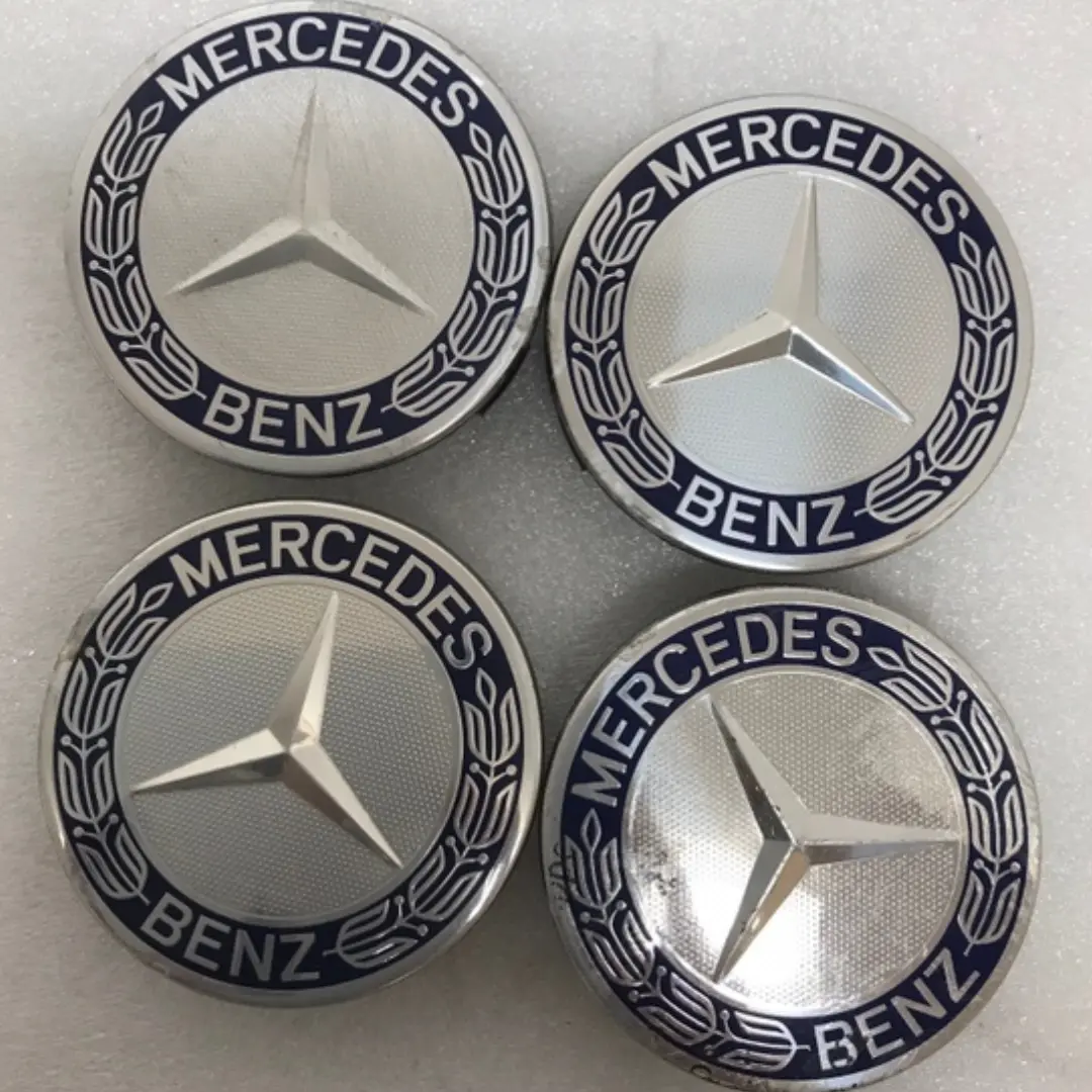 Set Of 4 Mercedes 75Mm Classic Dark Blue Wheel Center Hub Caps 19460D7c 1