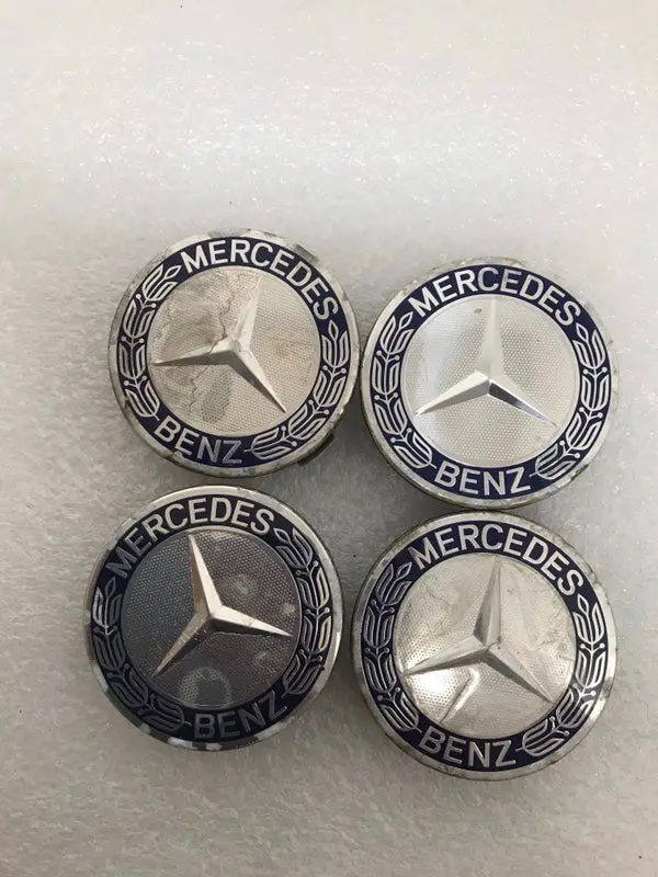 Set Of 4 Mercedes 75Mm Dark Blue Wheel Center Caps Amg A1714000025 7B01e59a 1