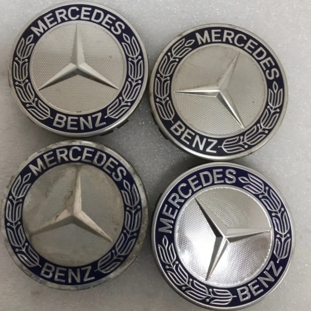 Set Of 4 Mercedes 75Mm Classic Dark Blue Wheel Center Hub Caps C205a572 1
