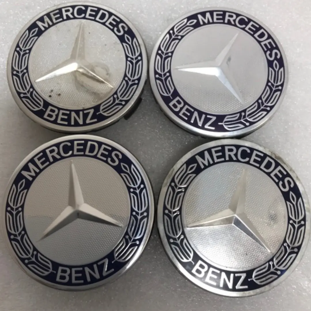 Set Of 4 Mercedes 75Mm Classic Dark Blue Wheel Center Hub Caps 8A7166a5 1