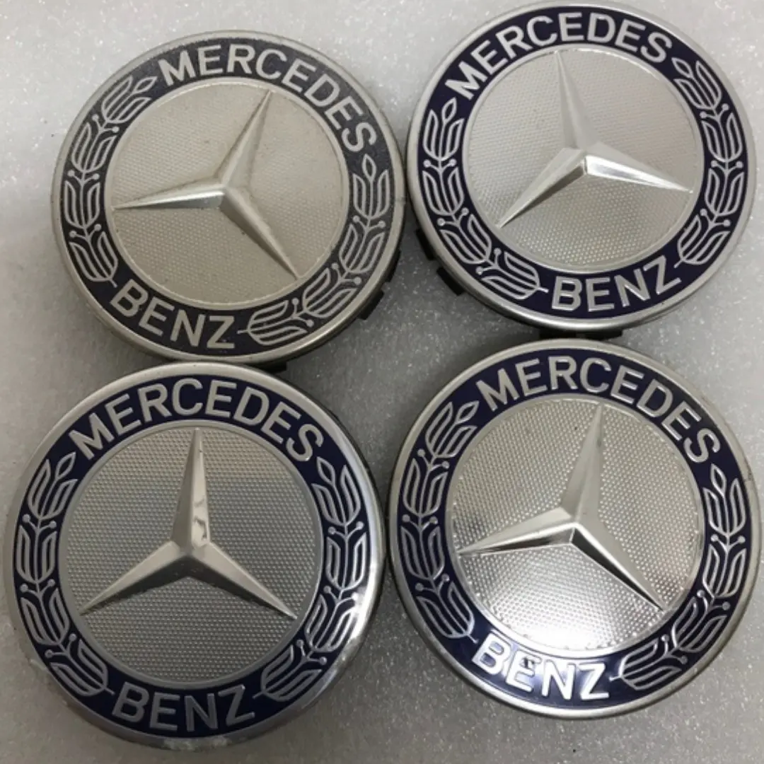 Set Of 4 Mercedes 75Mm Classic Dark Blue Wheel Center Hub Caps A8b782d8 1