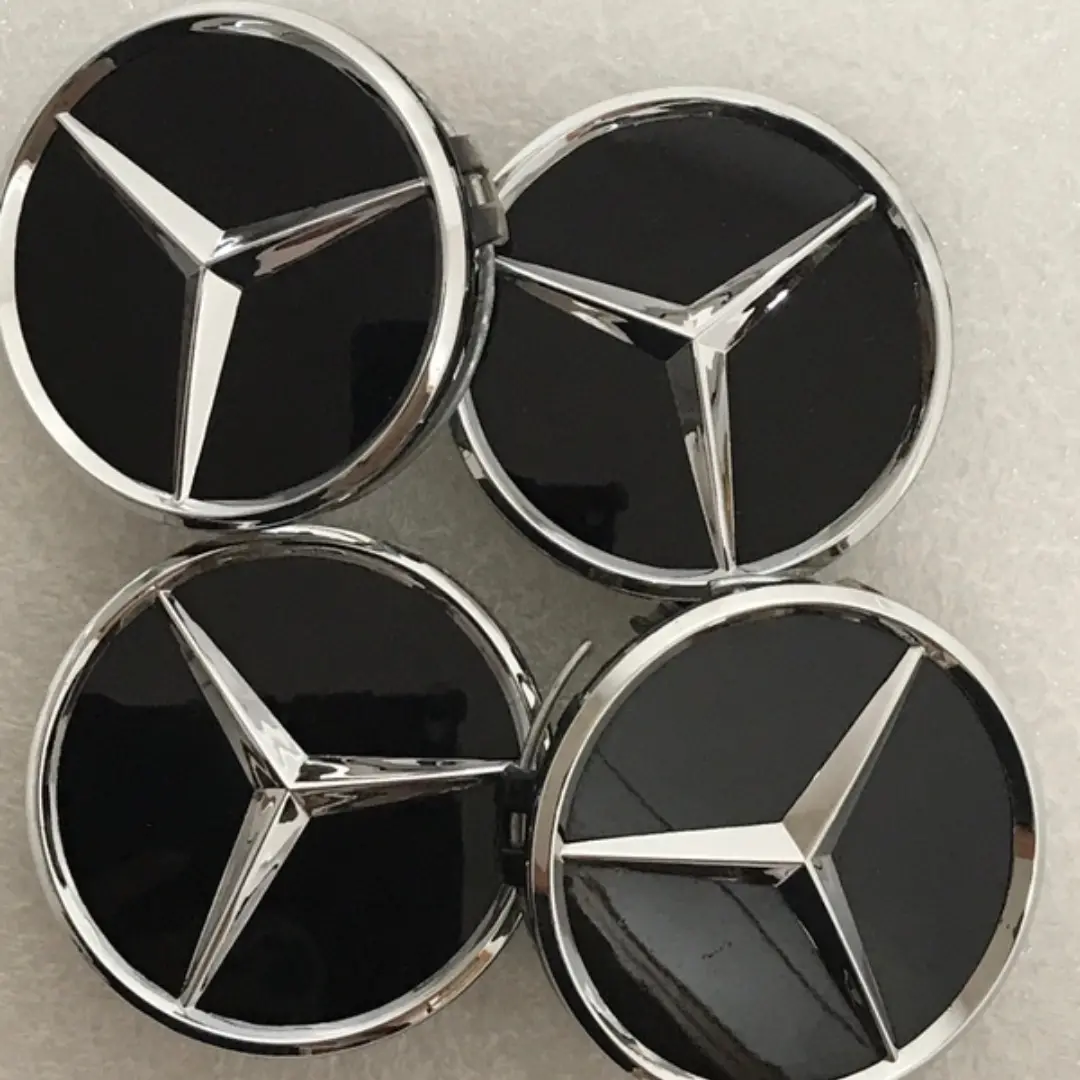 Set Of 4 Mercedes-Benz Matte Black Wheel Center Hub Caps 75Mm 17B4f4dc 1