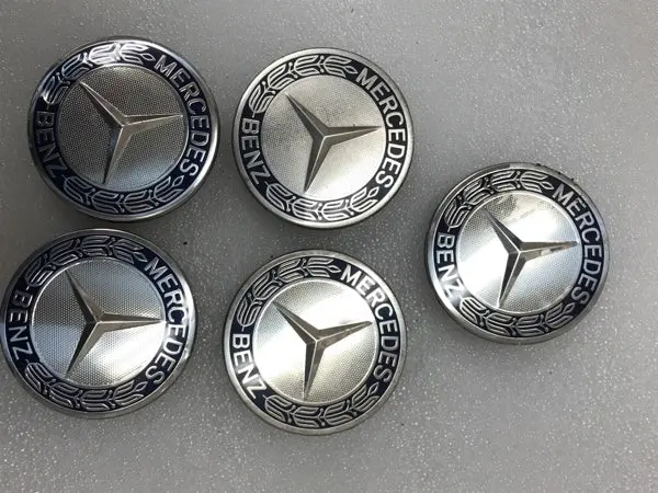 Set Of 5 Mercedes 75Mm Wheel Center Caps Emblem Logo Dark Blue 5921Ebd8 1
