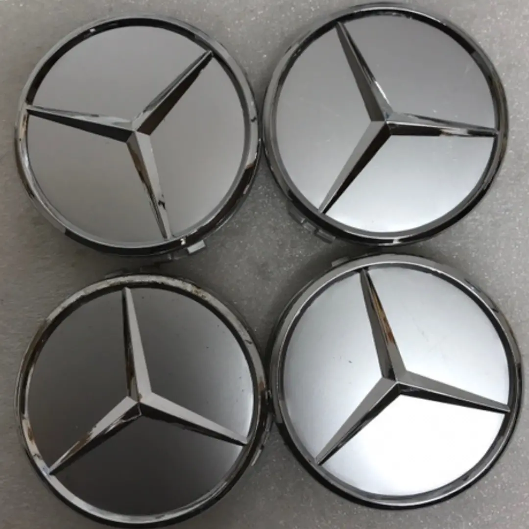 Set Of 4 Mercedes-Benz Silver Wheel Center Hub Caps 9Ef8b6c8 1