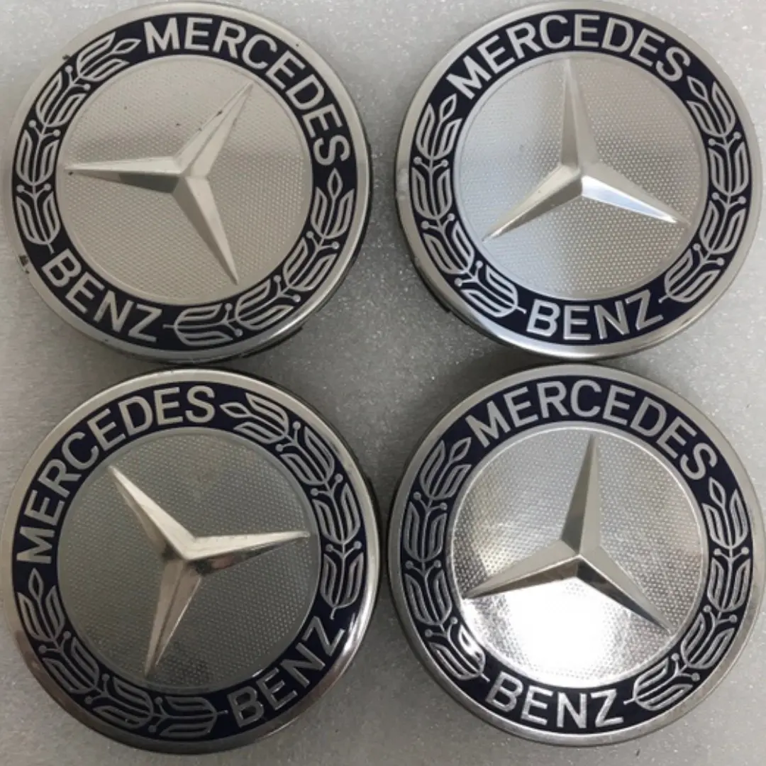 4Pc Mercedes 75Mm Classic Dark Blue Wheel Center Hub Caps Amg Wreath Bb7a31a9 1