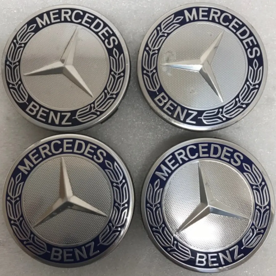 Set Of 4 Mercedes 75Mm Classic Dark Blue Wheel Center Hub Caps Amg B49527de 1