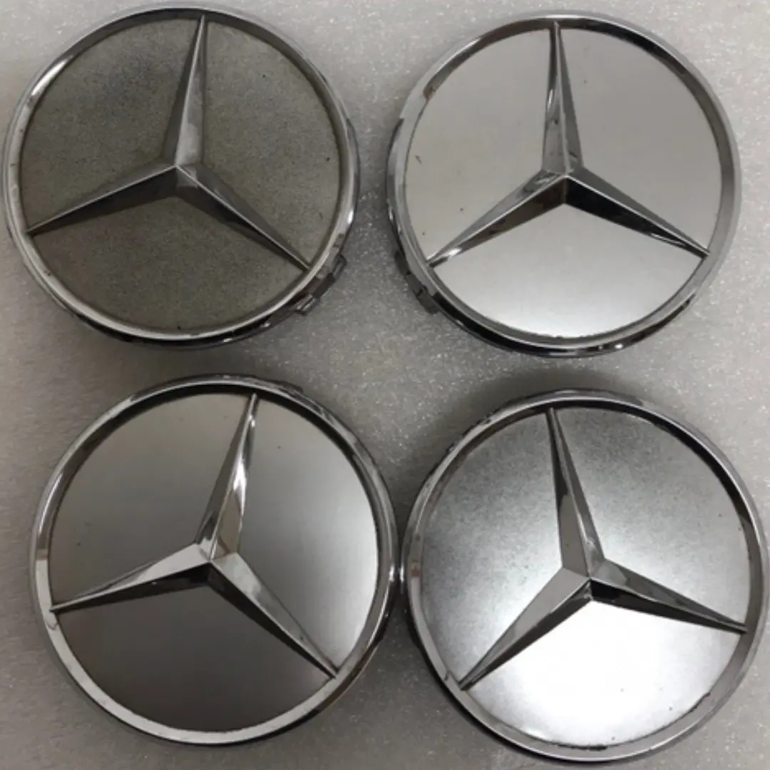 Set Of 4 Mercedes-Benz Silver Wheel Center Hub Caps 75Mm F90b09fb 1