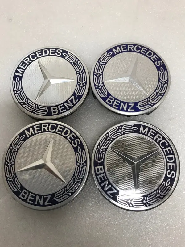Set Of 4 Mercedes-Benz 75Mm Classic Dark Blue Wheel Center Hub Caps 96935366 1