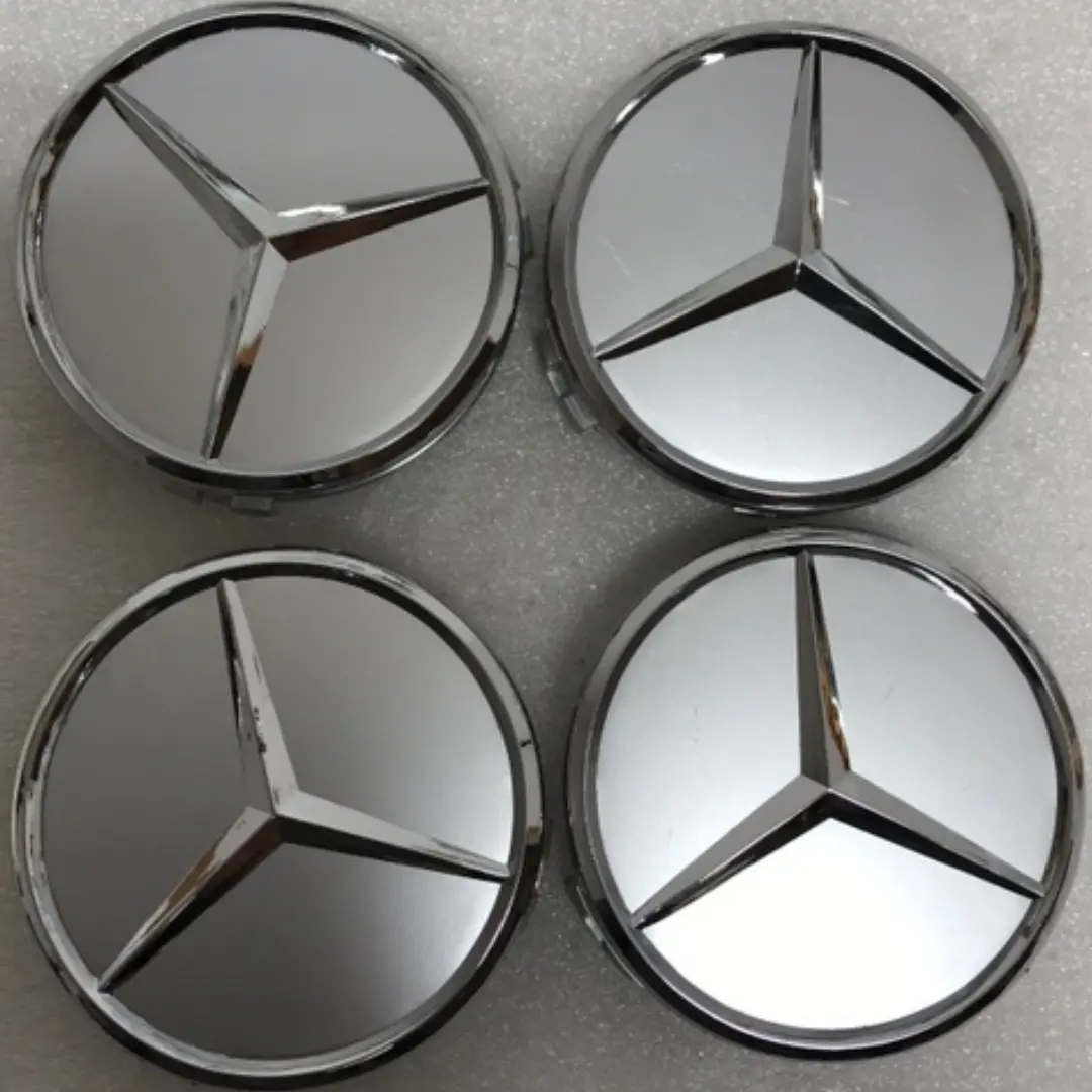 Set Of 4 Mercedes-Benz Silver Wheel Center Hub Caps Ab9ea5fa 1