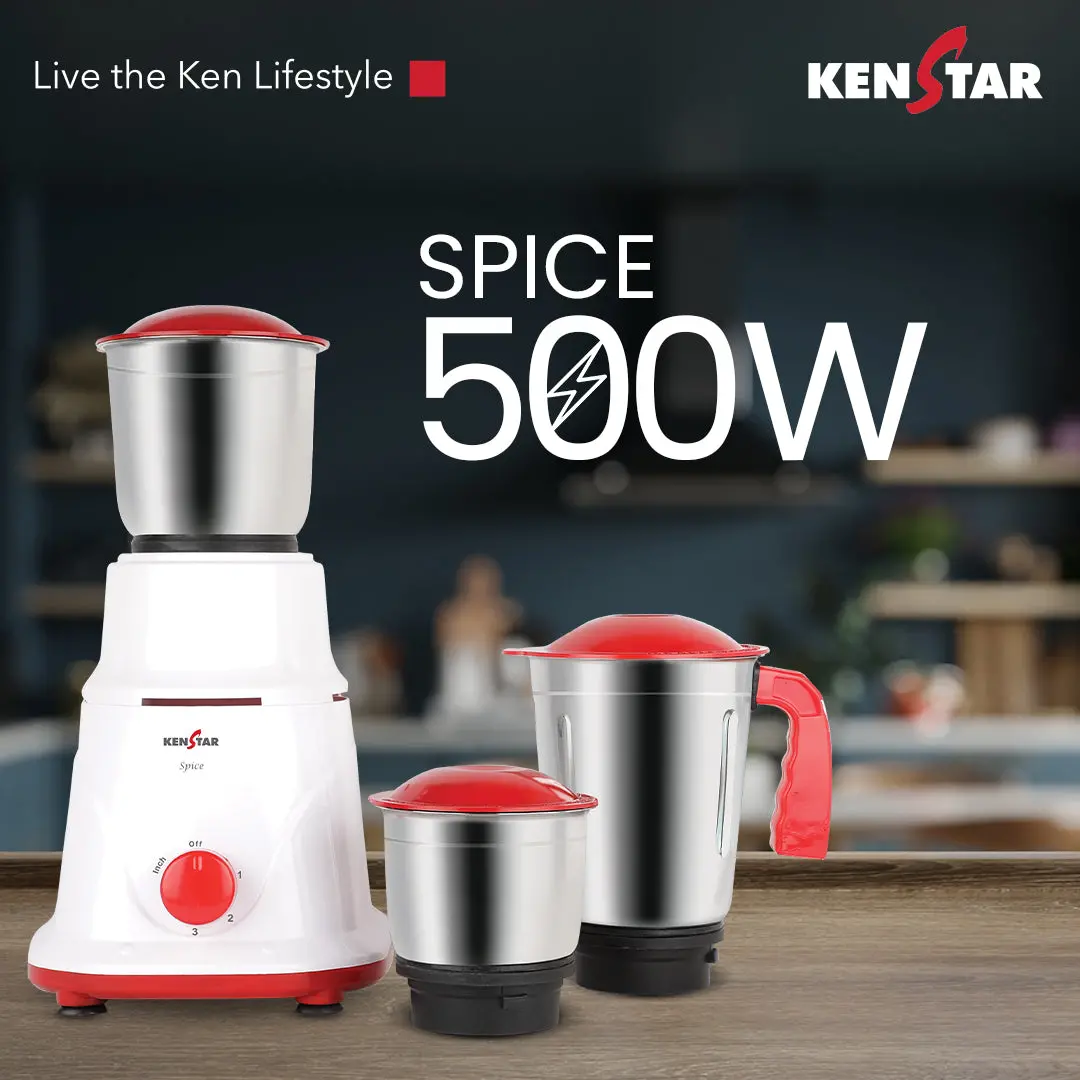 Spice 500W, Mixer Grinder With Power Plus Turbo Motor 1