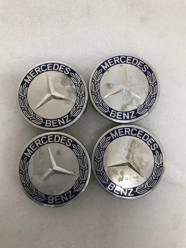 Set Of 4 Mercedes 75Mm Classic Dark Blue Wheel Center Hub Caps Amg 9E7598d3 1
