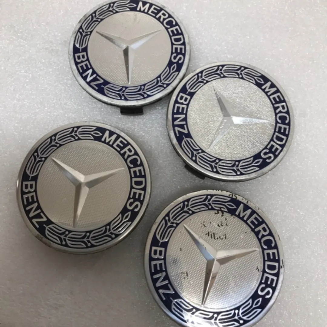 Set Of 4 Mercedes 75Mm Classic Dark Blue Wheel Center Hub Caps Fb73984b 1