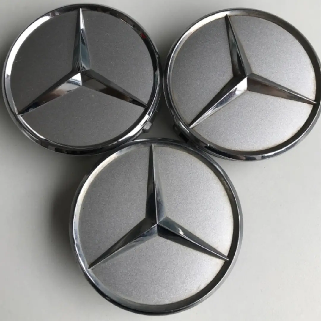 Set Of 3 Mercedes-Benz Silver Wheel Hub Center Cap A2204000125 Ef53565a 1