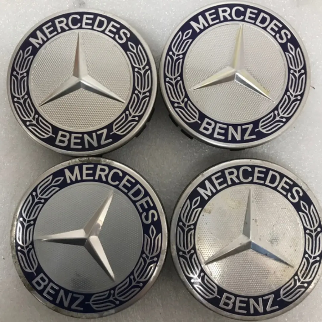 Set Of 4 Mercedes-Benz 75Mm Classic Dark Blue Wheel Center Hub Caps 1Ed41085 1