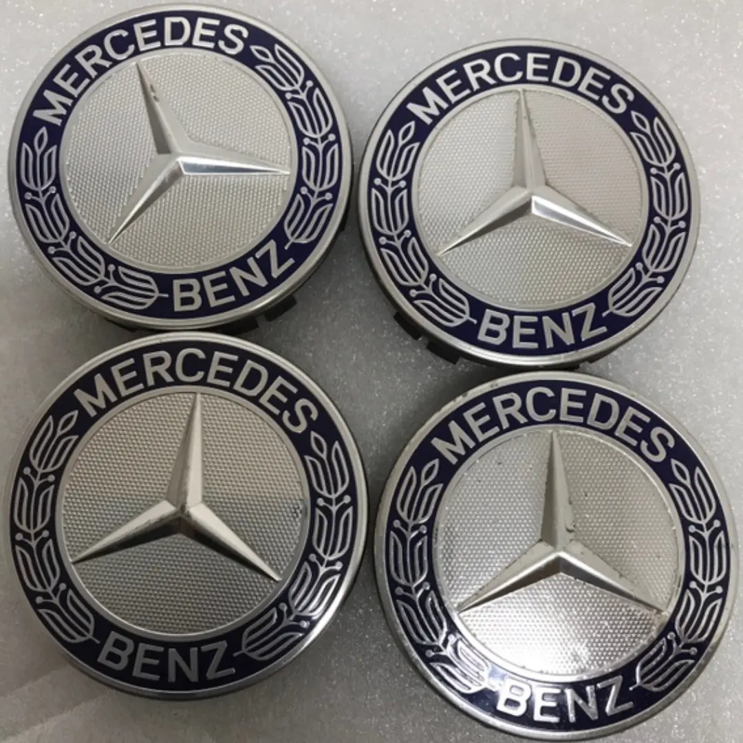 Set Of 4 Mercedes 75Mm Classic Dark Blue Wheel Center Hub Caps F364e4a5 1