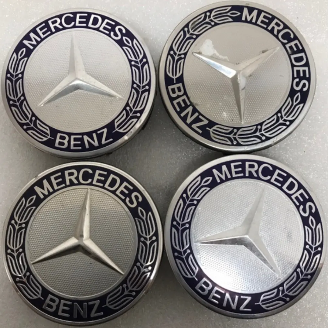 Set Of 4 Mercedes 75Mm Classic Dark Blue Wheel Center Hub Caps A6f559f0 1