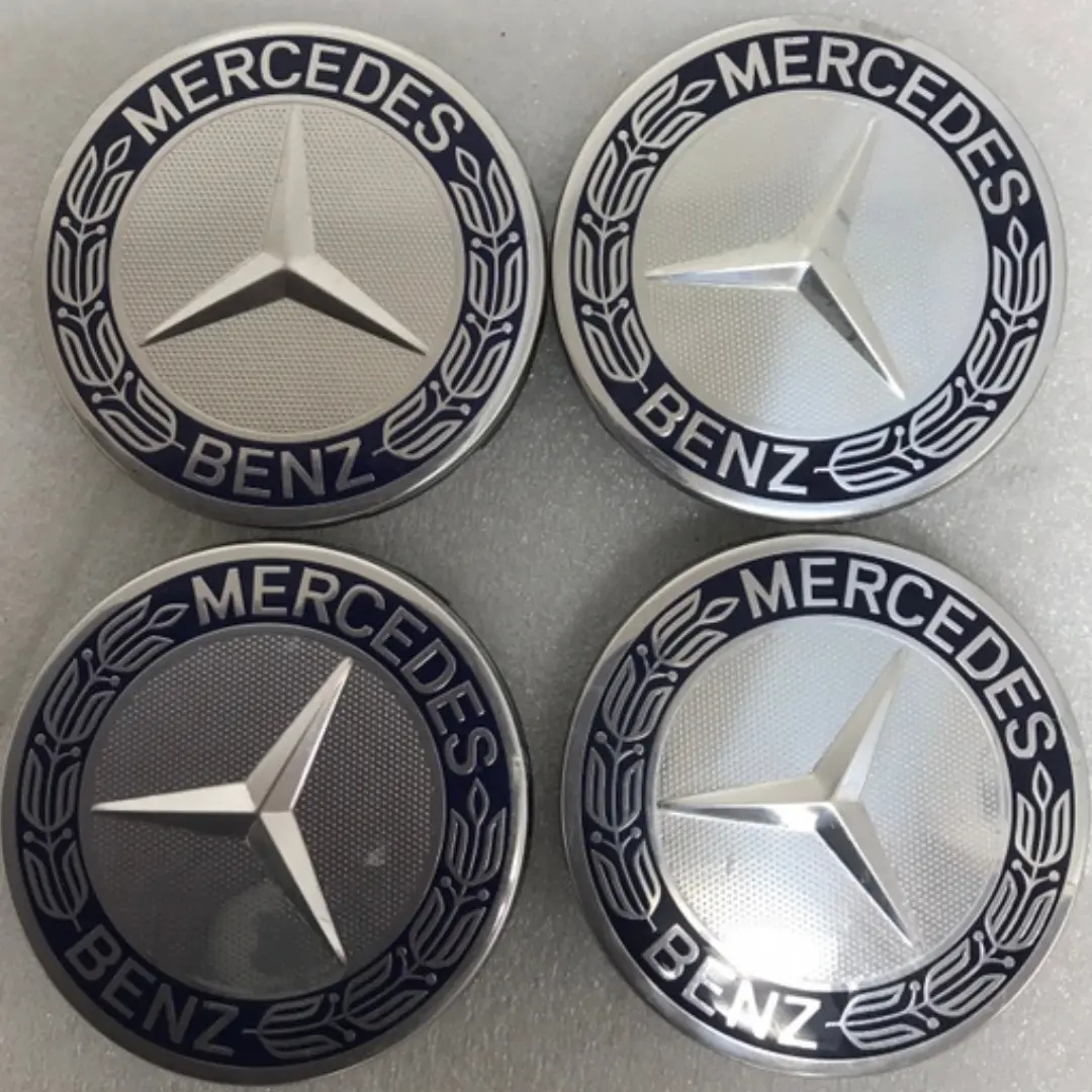 Set Of 4 Mercedes 75Mm Classic Dark Blue Wheel Center Hub Caps E8a09fb7 1