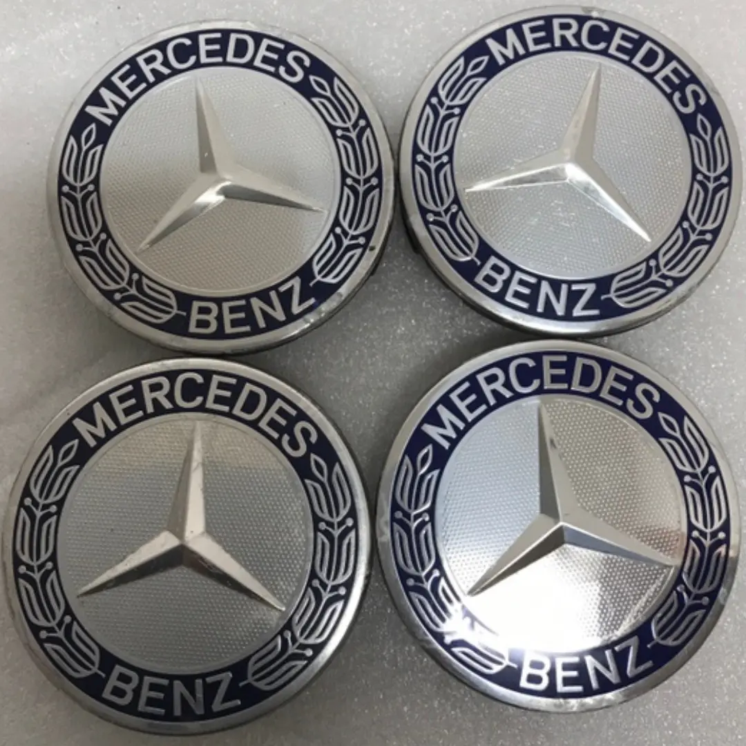 Set Of 4 Mercedes 75Mm Classic Dark Blue Wheel Center Hub Caps 89F014db 1