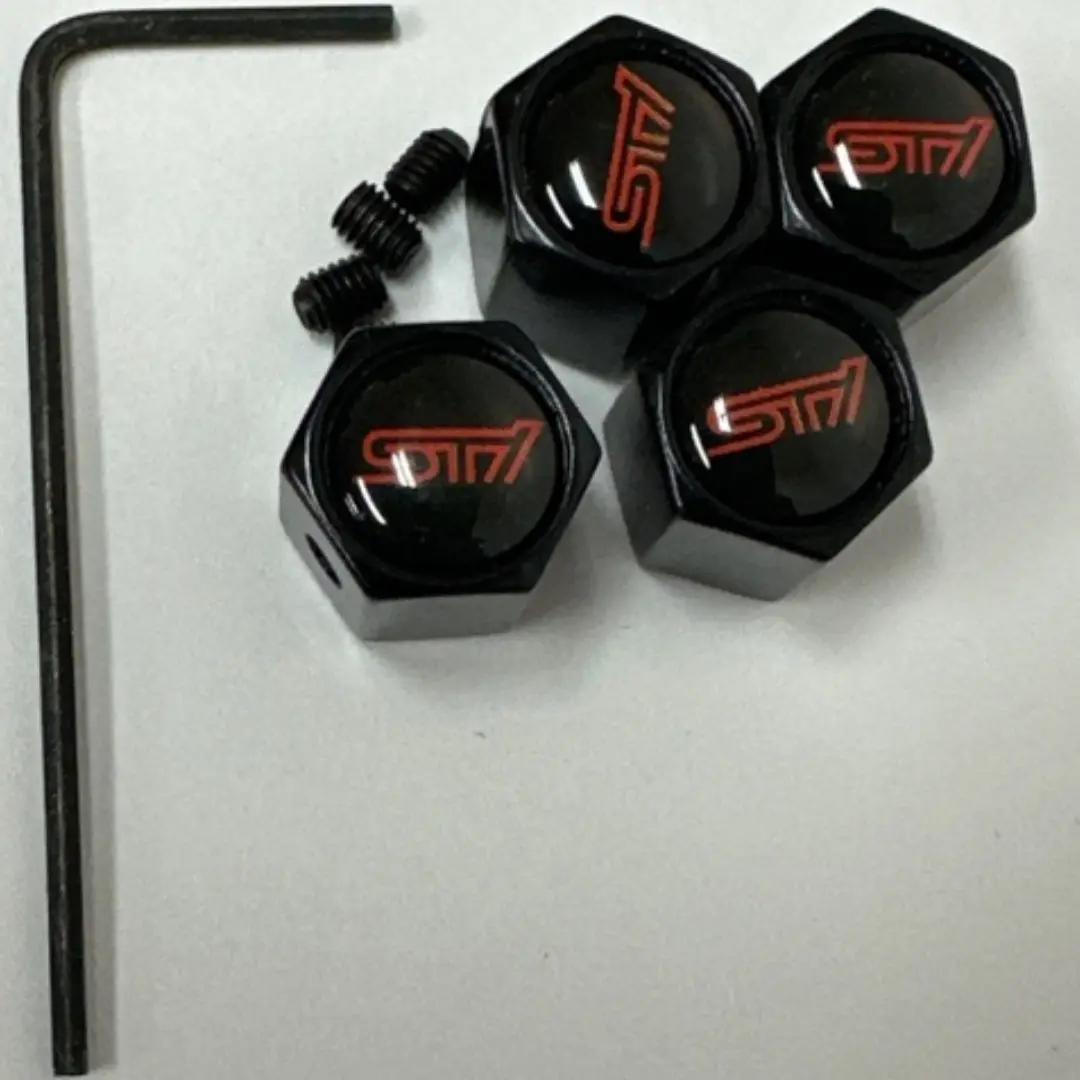 Set Of 4 Universal Sti Car Wheel Stem Air Valve Caps Anti-Theft Cover 68D01555 1