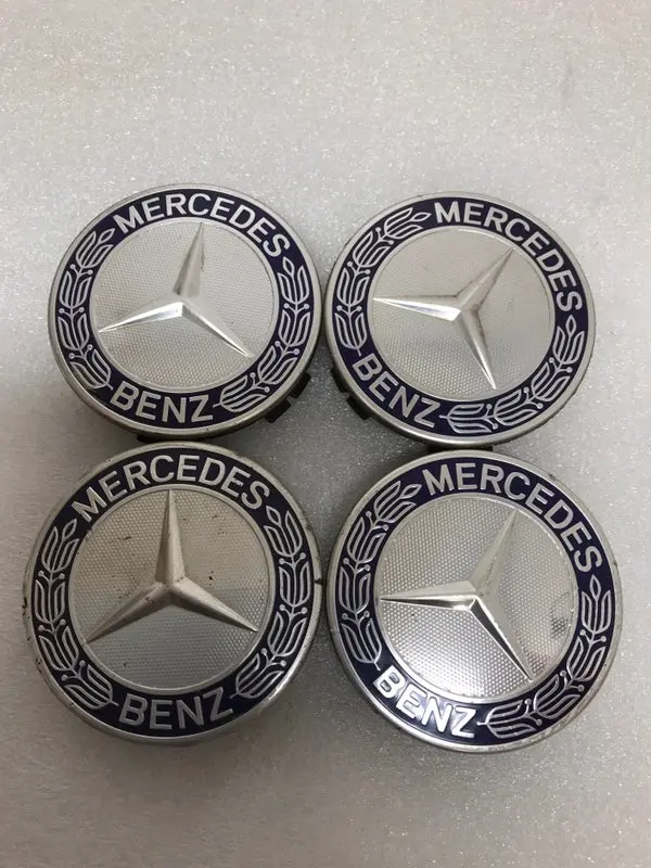 Set Of 4 Mercedes 75Mm Classic Dark Blue Wheel Center Hub Caps Fffa699d 1