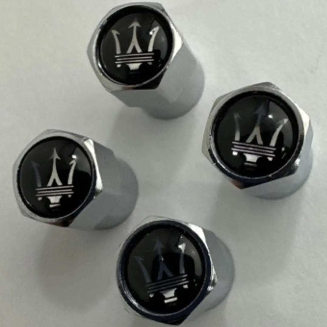 Set Of 4 Universal Maserati Silver Wheel Stem Air Valve Caps 5289Bdd2 1