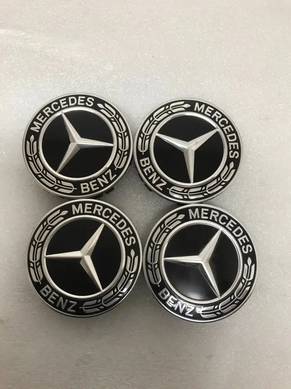 Set Of 4 Mercedes-Benz Black Wheel Center Caps 75Mm A2224002200 77636C38 1