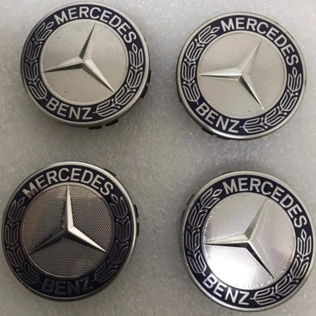 Set Of 4 Mercedes 75Mm Classic Dark Blue Wheel Center Hub Caps Amg D310b681 1
