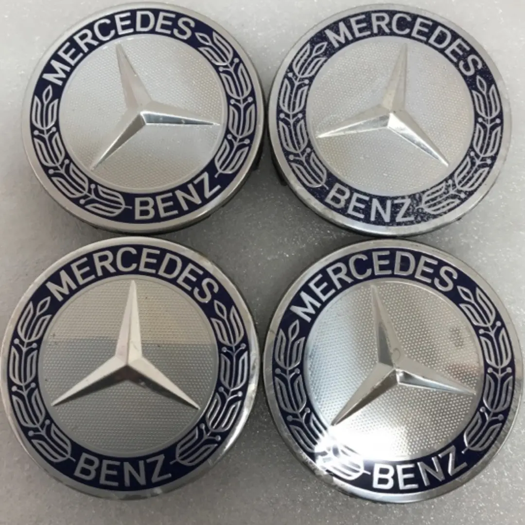 Set Of 4 Mercedes Classic Dark Blue Wheel Center Hub Caps Amg Wreath 1006C79d 1