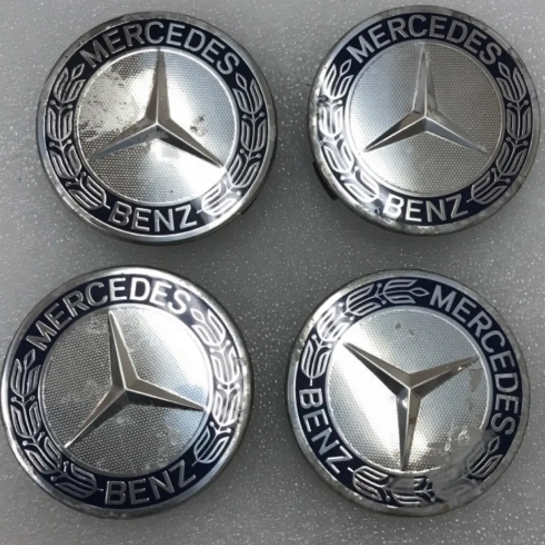Set Of 4 75Mm Wheel Center Hub Caps Hubcaps Emblem Logo Dark Blue For Mercedes Benz 1