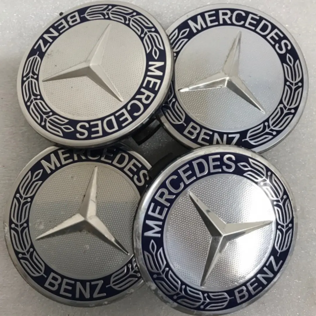 Set Of 4 Mercedes 75Mm Classic Dark Blue Wheel Center Hub Caps 82136Df1 1
