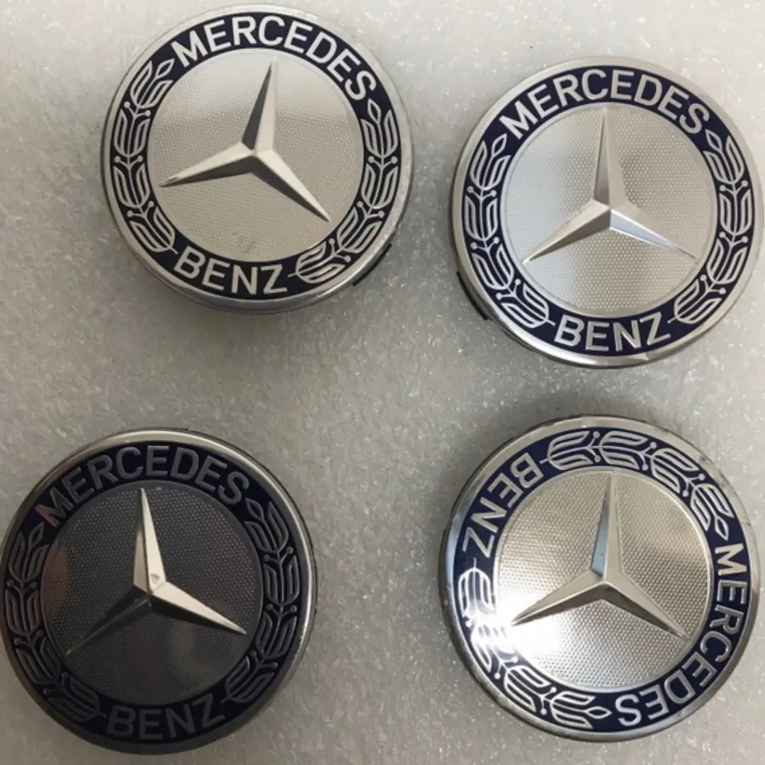 4Pc Mercedes 75Mm Classic Dark Blue Wheel Center Hub Caps Amg Wreath 331C6574 1