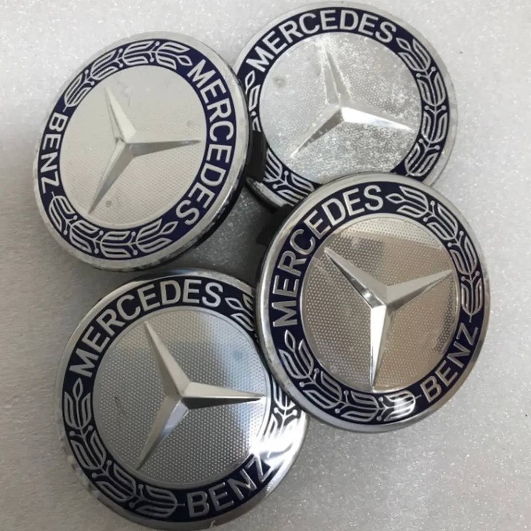 Set Of 4 Mercedes 75Mm Classic Dark Blue Wheel Center Hub Caps 3C1e018a 1