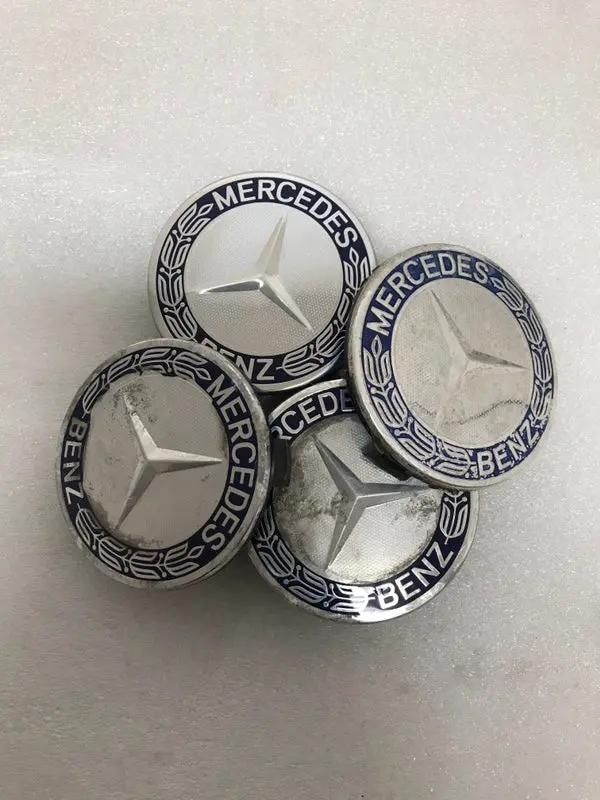 Set Of 4 Mercedes 75Mm Classic Dark Blue Wheel Center Hub Caps 023Ee202 1
