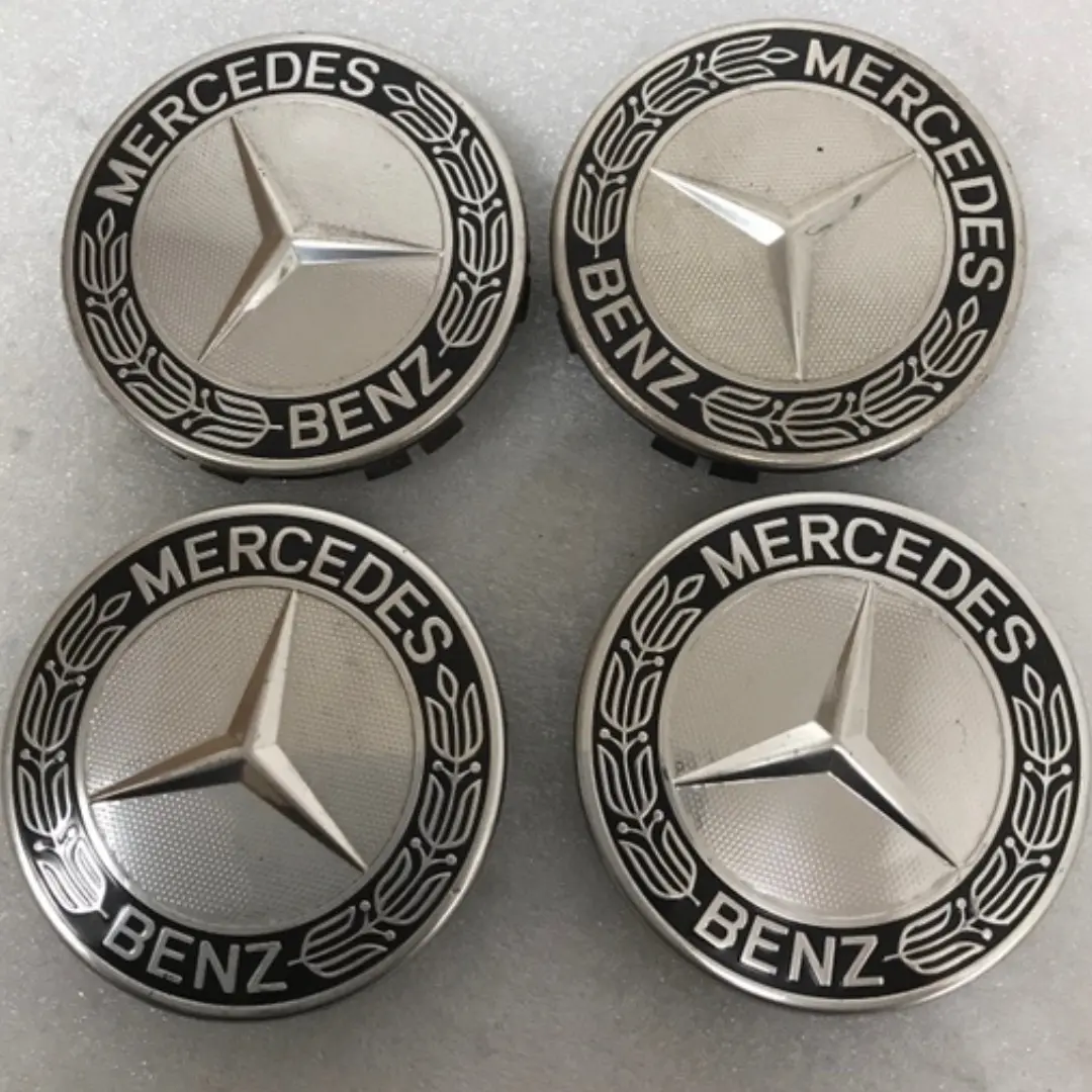 Set Of 4 Mercedes Classic Dark Blue Wheel Center Hub Caps Amg Wreath D5dd0508 1