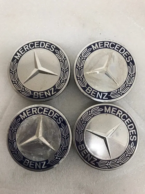 Set Of 4 Mercedes 75Mm Classic Dark Blue Wheel Center Hub Caps 950Db973 1