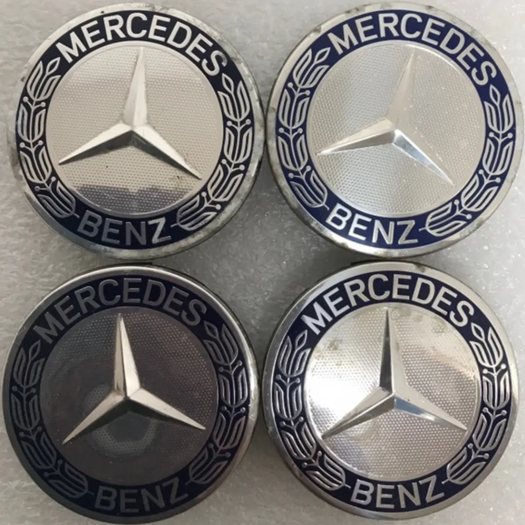 Set Of 4 Mercedes 75Mm Classic Dark Blue Wheel Center Hub Caps Amg 60D4c4fe 1