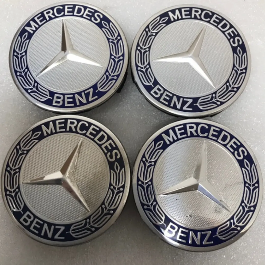 Set Of 4 Mercedes 75Mm Classic Dark Blue Wheel Center Hub Caps 36F9d016 1