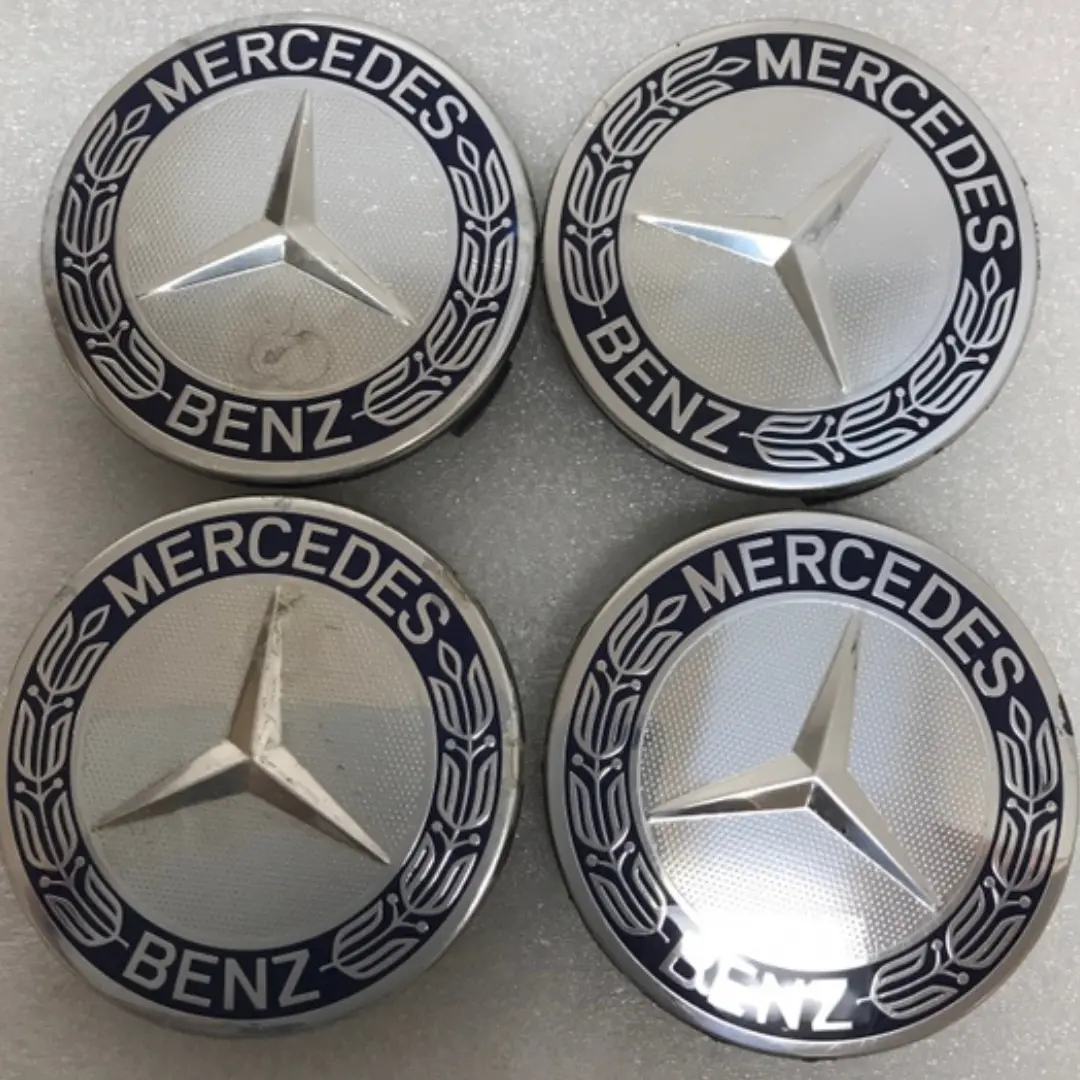 Set Of 4 Mercedes 75Mm Classic Dark Blue Wheel Center Hub Caps 7Aa63f37 1