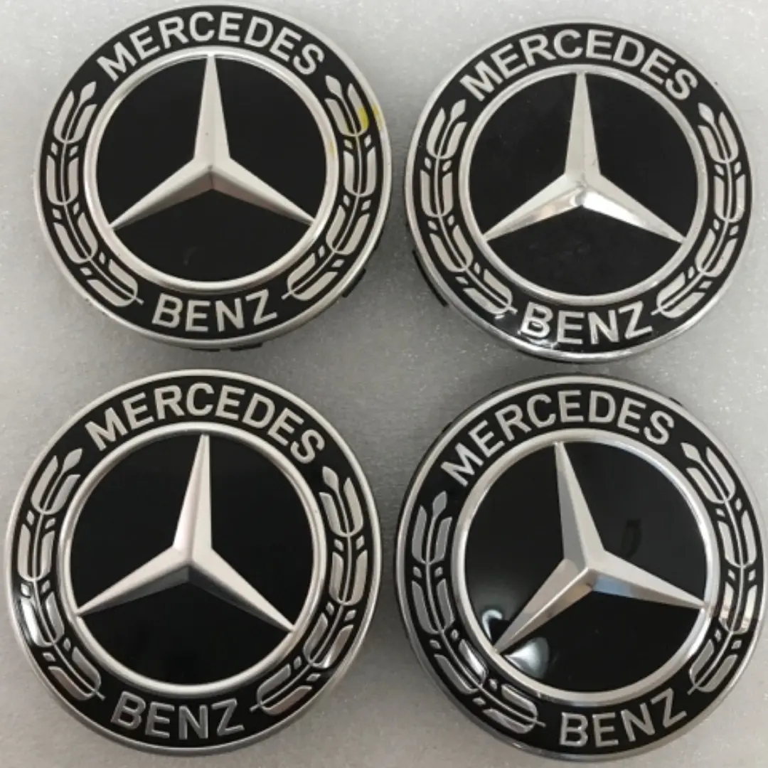 Set Of 4 Mercedes-Benz Black Wheel Center Caps 75Mm A1714000025 98B5d00a 1