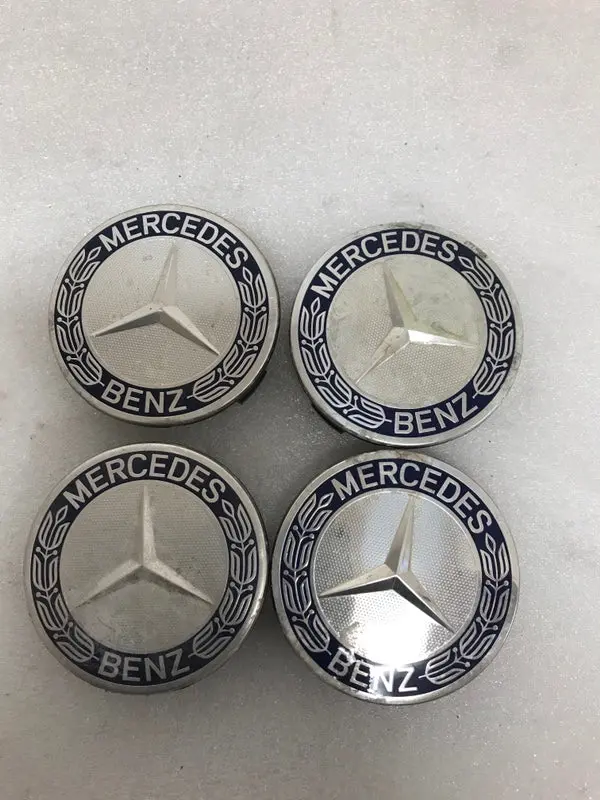 Set Of 4 Mercedes 75Mm Classic Dark Blue Wheel Center Hub Caps 56Fb1998 1