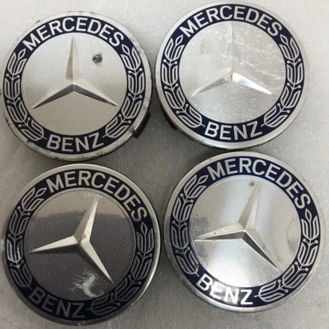 Set Of 4 Mercedes 75Mm Classic Dark Blue Wheel Center Hub Caps 202C1b87 1